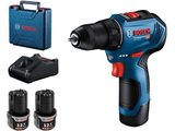 Bezuhlíková aku vrtačka bez příklepu Bosch GSR 12V-30 Professional - 2x aku 12V/2.0Ah, 30Nm, 0.72kg, kufr (06019G9000)