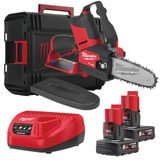 Bezuhlíková aku prořezávací řetězová pila Milwaukee M12 FHS-602X - 2x aku 12V/6.0Ah, 15cm, 2.3kg, kufr (4933472212)