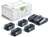 Napájecí sada Festool SYS 18V 4x5,0/TCL 6 DUO: 4× aku 18V/5.0Ah + TCL 6 DUO + Systainer SYS3 M 187 (577709)