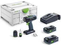 Bezuhlíková aku vrtačka bez příklepu Festool T 18+3 HPC 4,0 I-Plus - 2x 18V/4.0Ah, 50Nm, 2 rychl., kufr Systainer (576446)