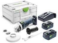 Bezuhlíková aku úhlová bruska Festool AGC 18-125 5,0 EBI-Plus - 2x aku 18V/5.0Ah, 125mm, regulace, 1.9kg, kufr (577700)