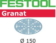 1x Brusný papír - brusivo pro brusky Festool RO 150, ES 150, ETS 150, ETS EC 150, LEX 150, WTS 150, HSK-D 150 (Festool Granat STF D150/48 P100 GR/100) 150mm, zr. 100 (575163-1)