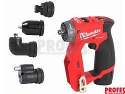 Bezuhlíková aku vrtačka bez příklepu Milwaukee M12 FDDXKIT-202X s výměnnými nástavci - 2x aku 12V/2.0Ah, 34Nm, 2 rychl., 1.2kg, v kufru Heavy Duty (4933464979)