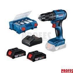 GSB 185-LI aku příklepový vrtací šroubovák 18V 2x2Ah+82dílná sada příslušenství 0615990N2P