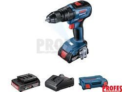 Bezuhlíková aku vrtačka s příklepem Bosch GSB 18V-50 Professional - 2x aku 18V/2.0Ah, 50Nm, 1.1kg, kufr L-CASE (06019H5100)