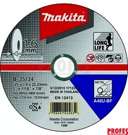 Kotouč řezný ocel 125x1,6x22,23mm Makita
