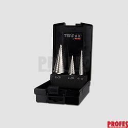 Sada 3dílů stupňovitých vrtáků do kovu HSS Terrax