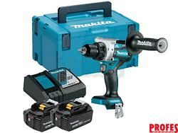 Bezuhlíková aku vrtačka bez příklepu Makita DDF486RTJ - 2x aku 18V/5.0Ah, 65Nm, 2 rychl., 2.6kg, kufr