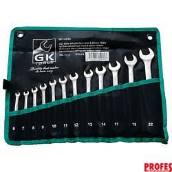 GK TOOLS Sada očkoplochých klíčů, chrom 12 dílů | 6-22 mm, textilní obal