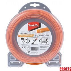 Struna nylonová speciální pro aku stroje 2,4mm, oranžová, 30m Makita E-01806