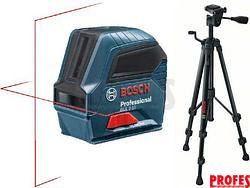 Křížový čárový laser Bosch GLL 2-10 Professional + hliníkový stavební stativ BT 150 Professional (06159940JC)