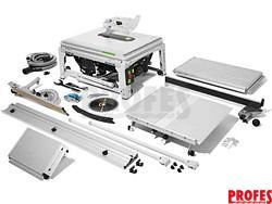 Stolní kotoučová pila - cirkulárka Festool TKS 80 EBS-Set - 2200W, 254mm, 37kg, podélný doraz, posuvný stůl, prodloužení a rozšíření, příslušenství (575828)