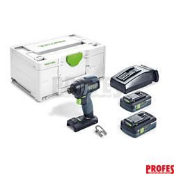 Bezuhlíkový multifunkční aku rázový utahovák Festool TID 18 HPC 4,0 I-Plus - 2x aku 18V/4.0Ah., 1/4", 180Nm, kufr Systainer (576482)