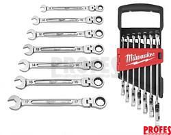 Sada ráčnových kombinovaných klíčů s kloubovou hlavou MILWAUKEE – 7 ks 4932478557