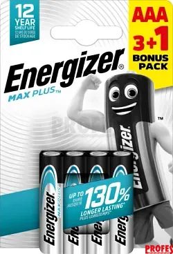 Energizer Max Plus AAA alkalické baterie, 4 ks