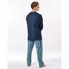 Pánské pyžamo dlouhé, šité, s potiskem 79205 - lékořice měsíc