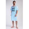 Pánská noční košile s krátkým rukávem Wander - světle modrá