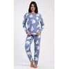 Dámské pyžamo dlouhé Tučňák a méďa - modrošedá