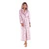 Dámský dlouhý župan s kapucí FLORA starorůžová/bílá