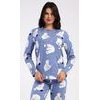 Dámské pyžamo dlouhé Tučňák a méďa - modrošedá