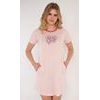 Dámské domácí šaty s krátkým rukávem Super girl - světle lososová