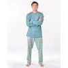Pánské pyžamo dlouhé, šité, s potiskem 79189 - měsíc aqua