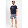 Pánské pyžamo šortky Old car - tmavě modrá