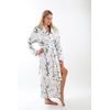 Dámský dlouhý župan s šálovým límcem Calypte Květiny a kolibříci