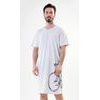 Pánská noční košile s krátkým rukávem Velké kolo - světle šedá