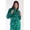 Dámský župan dlouhý se šálovým límcem Vločky - zelená
