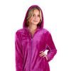 Dámský dlouhý hřejivý župan s kapucí a se zipem SIENA fuchsiová