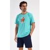 Pánské pyžamo šortky Relax - tyrkysová
