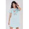 Dámská noční košile s krátkým rukávem Botanical - mentolová