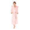 Dámský dlouhý župan s kapucí FLORA světle růžová/bílá