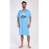 Pánská noční košile s krátkým rukávem Samuel - světle modrá
