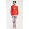 Pánské pyžamo dlouhé Santa - červená