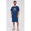 Pánská noční košile s krátkým rukávem Samuel - petrolejová