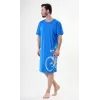 Pánská noční košile s krátkým rukávem Bicykl - modrá