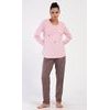 Dámské pyžamo dlouhé Flowers - světle lososová