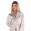 Dámský dlouhý župan se šálovým límcem FLORA šedá/bílá