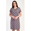 Dámská noční košile s krátkým rukávem Puntík - tmavě šedá