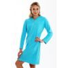 Dámský 3/4 župan s kapucí a dlouhým rukávem BARI Blue atoll