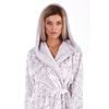 Dámský 3/4 župan s kapucí FLORA šedá/bílá
