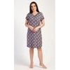 Dámská noční košile s krátkým rukávem Puntík - tmavě šedá
