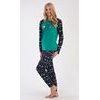 Dámské pyžamo dlouhé Holly Jolly - tmavě zelená