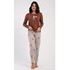 Dámské pyžamo dlouhé Bear - hnědá