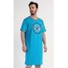 Pánská noční košile s krátkým rukávem Motocycle - tyrkysová