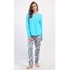 Dámské pyžamo dlouhé Listy - tyrkysová