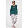 Dámské pyžamo dlouhé Tučňák s dárkem - tmavě zelená