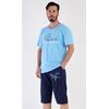 Pánské pyžamo bermudy Letadlo - světle modrá